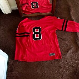 Red Long Sleeve Jersey with Number 8